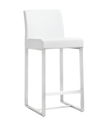 Denmark Denmark White Stainless Steel Counter Stool (Set of 2), White, large