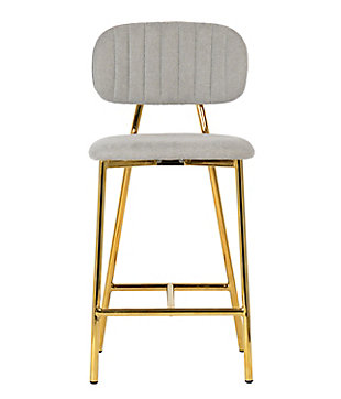 Introducing Ariana; modern, playful and super glamorous. Featuring soft velvet upholstery over a gleaming goldtone-finished frame, this counter stool is sure to add a fresh and flirty element to your dining space.Handmade by skilled furniture craftsmen | Sumptuous velvet upholstery | Gleaming goldtone-finished frame | Ships two per carton | Fabric swatch available | Assembly required