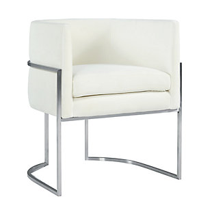 Giselle Giselle Cream Velvet Dining Chair - Silver Frame, Cream/Silver, large
