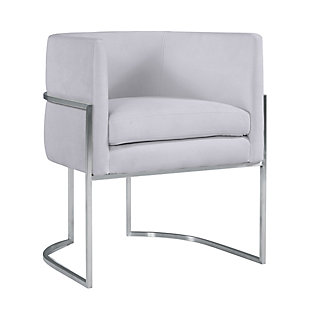 Giselle Giselle Gray Velvet Dining Chair - Silver Frame, Gray/Chrome, large
