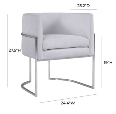 Grey velvet chair with chrome online legs