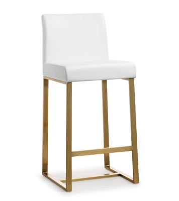 Denmark Denmark White Gold Steel Counter Stool (Set of 2), White, large