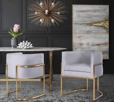 Giselle Giselle Gray Velvet Dining Chair - Gold Frame, Gray/Gold, rollover