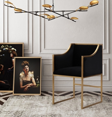 Atara Atara Black Velvet Gold Chair, Black/Gold, large