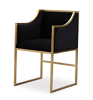 Perfect from all angles, the Atara chair will have you sitting pretty wherever you place her. This multipurpose chair looks divine while you dine and dramatic as spare seating in your living room. Available in black velvet with a goldtone or silvertone steel base or cream velvet with a goldtone steel base.Goldtone stainless steel frame | Soft and sumptuous velvet upholstery | Ships assembled | Fabric swatch available | For residential or commercial use | Ships assembled