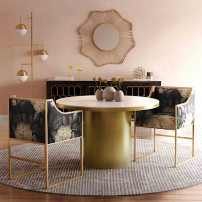 Atara Atara Floral Velvet Gold Chair, Multi, large