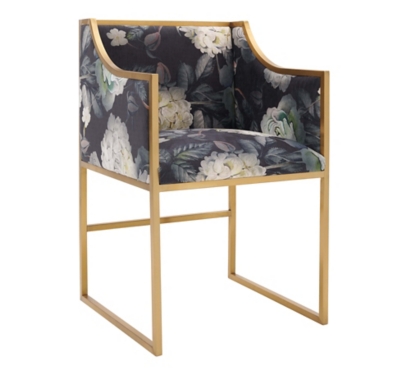 Atara Atara Floral Velvet Gold Chair, Multi, large