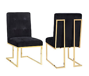 Akiko Akiko Black Velvet Chair (Set of 2), , large