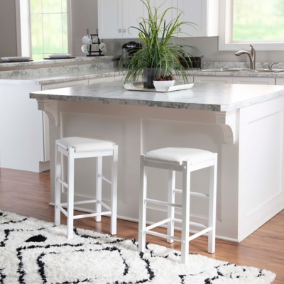 Linon Iris Backless Set of 2 Counter Stools, White, rollover
