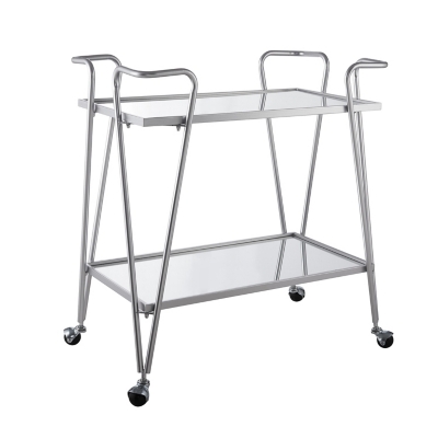 Linon Aubrey Bar Cart, Chrome, large