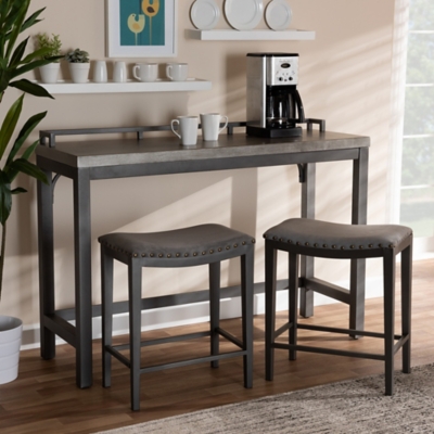 Baxton Studio Counter Height Dining Table and 2 Bar Stools Set