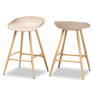 Mairi Beige Plastic and Wood Finished 2-Piece Counter Stool Set, , large