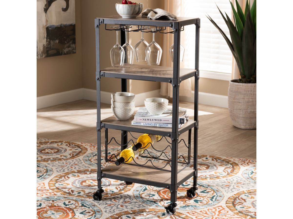 Baxton Studio Swanson Bar Wine Cart Ashley