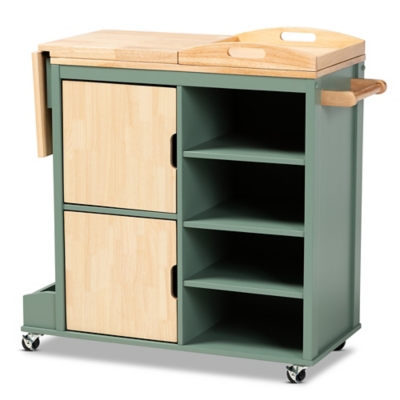 Dorthy Coastal and Farmhouse Kitchen Storage Cart - Thumbnail 2