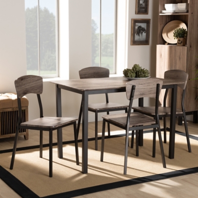 Baxton Studio Marcus Dining Table and 4 Chairs Set Ashley