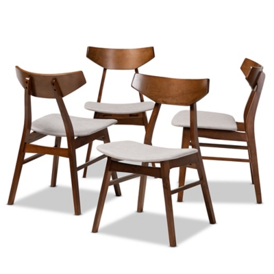 Danica Transitional Light Gray Fabric Upholstered and Walnut Brown Finished Wood 4-Piece Dining Chair Set, Gray, large