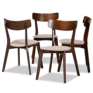 Iora Transitional Light Beige Fabric Upholstered and Walnut Brown Finished Wood 4-Piece Dining Chair Set, Beige, large