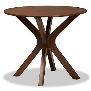 Kenji Walnut Brown Finished 35-Inch-Wide Round Wood Dining Table, Walnut Brown, large