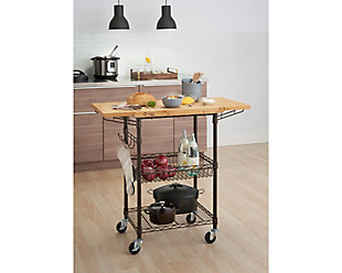 Expandable Bamboo Top Kitchen Cart, , rollover