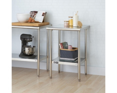 Stainless Steel 24 Square Table, Metallic