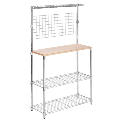 Regency 18 x 36 x 64 NSF Chrome Baker's Rack Solid Stainless Steel Shelf  with Hardwood Cutting Board