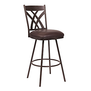 Dover 26" Counter Height Barstool in Auburn Bay and Brown Faux Leather, Brown, large