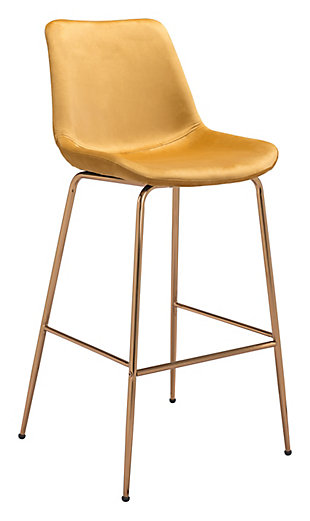 Tony Bar Chair Yellow And Gold, Yellow/Gold, large