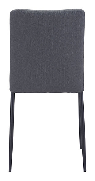 Designed to work brilliantly everywhere from urban lofts to suburban abodes, this dining chair with diamond-patterned back adds instant style into your space. Simple and elegant, the smooth fabric and sturdy steel powdercoat frame provide low maintenance for high-performance living.Set of 2 | Made of engineered wood, steel and polyester | Gray upholstery | Weight capacity 325 pounds | Powdercoat frame with black finish | Assembly required