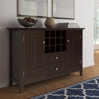 Wooden sideboard with online wine rack