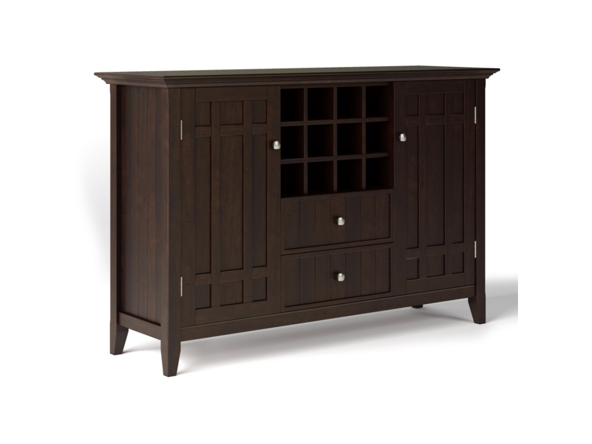 Bedford Solid Wood 54 inch Wide Rustic Sideboard Buffet and Winerack, Brown, large