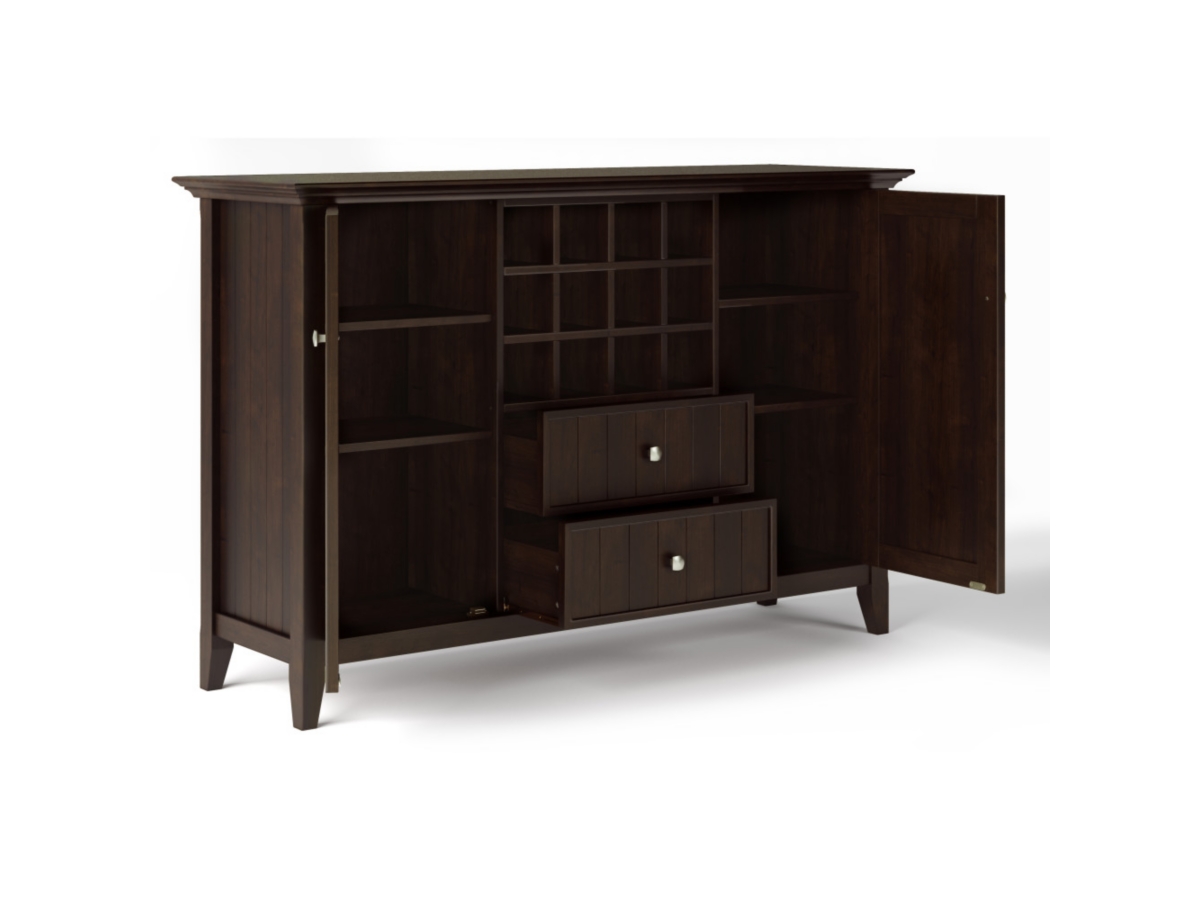 Bedford Solid Wood 54 inch Wide Rustic Sideboard Buffet and Winerack, Brown, large