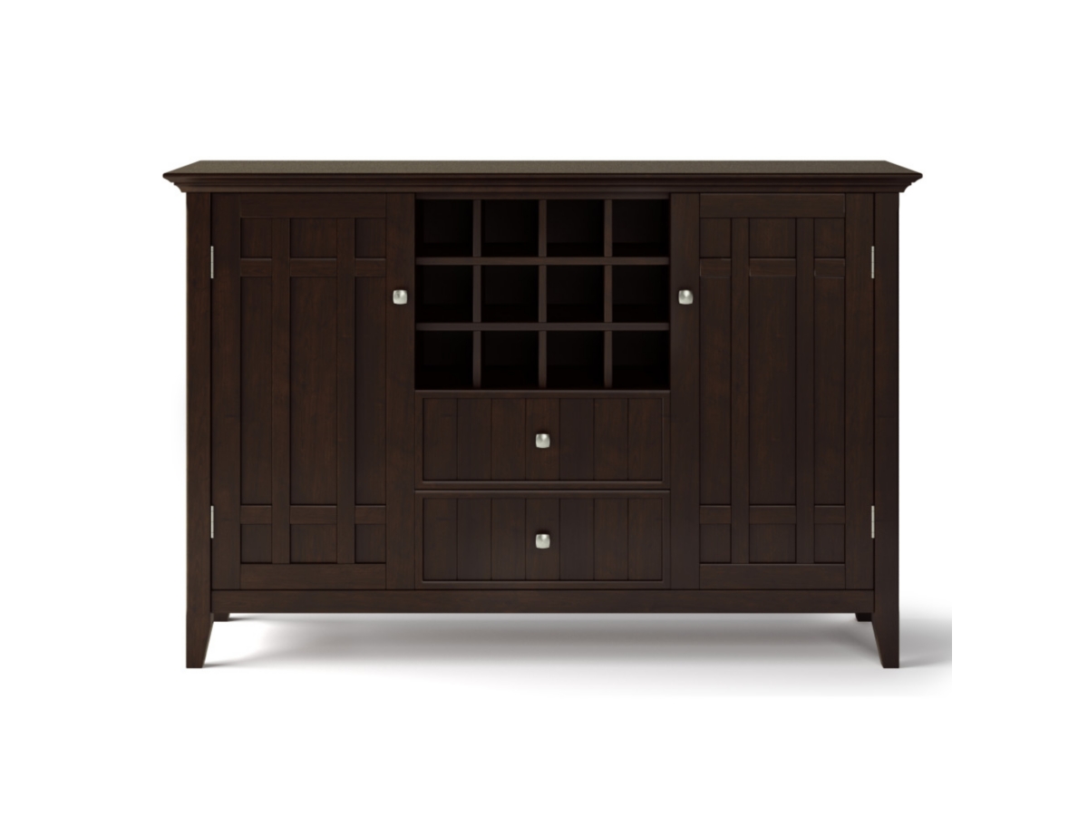 Bedford Solid Wood 54 inch Wide Rustic Sideboard Buffet and Winerack, Brown, large