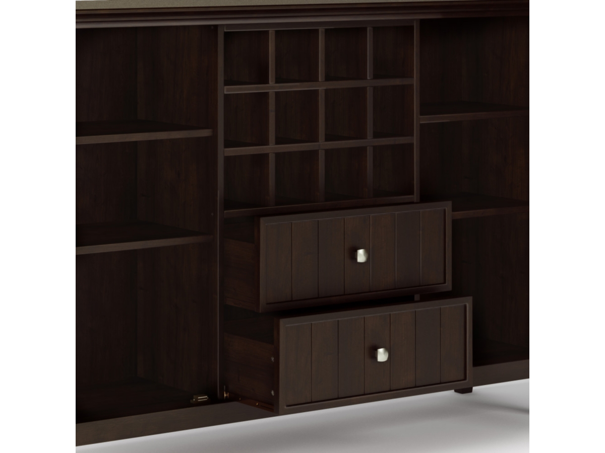 Bedford Solid Wood 54 inch Wide Rustic Sideboard Buffet and Winerack, Brown, large