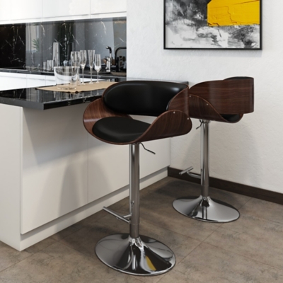 Amery Mid Century Modern Adjustable Swivel Bar Stool, , large