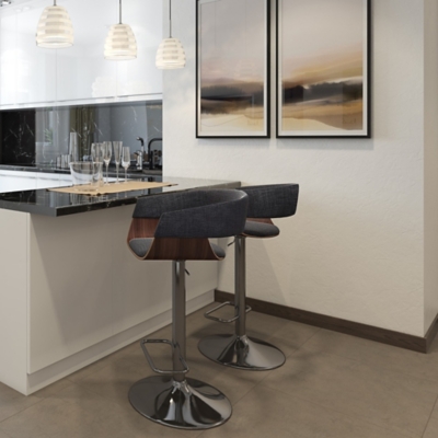 Lowell Mid Century Modern Adjustable Swivel Bar Stool, , rollover