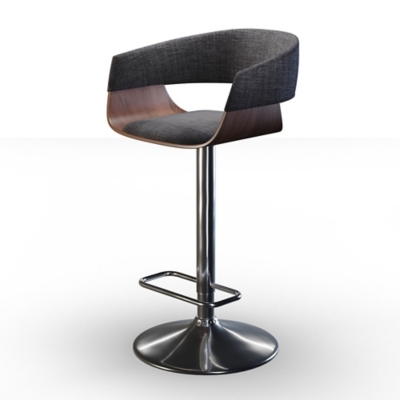 Lowell Mid Century Modern Adjustable Swivel Bar Stool, , large