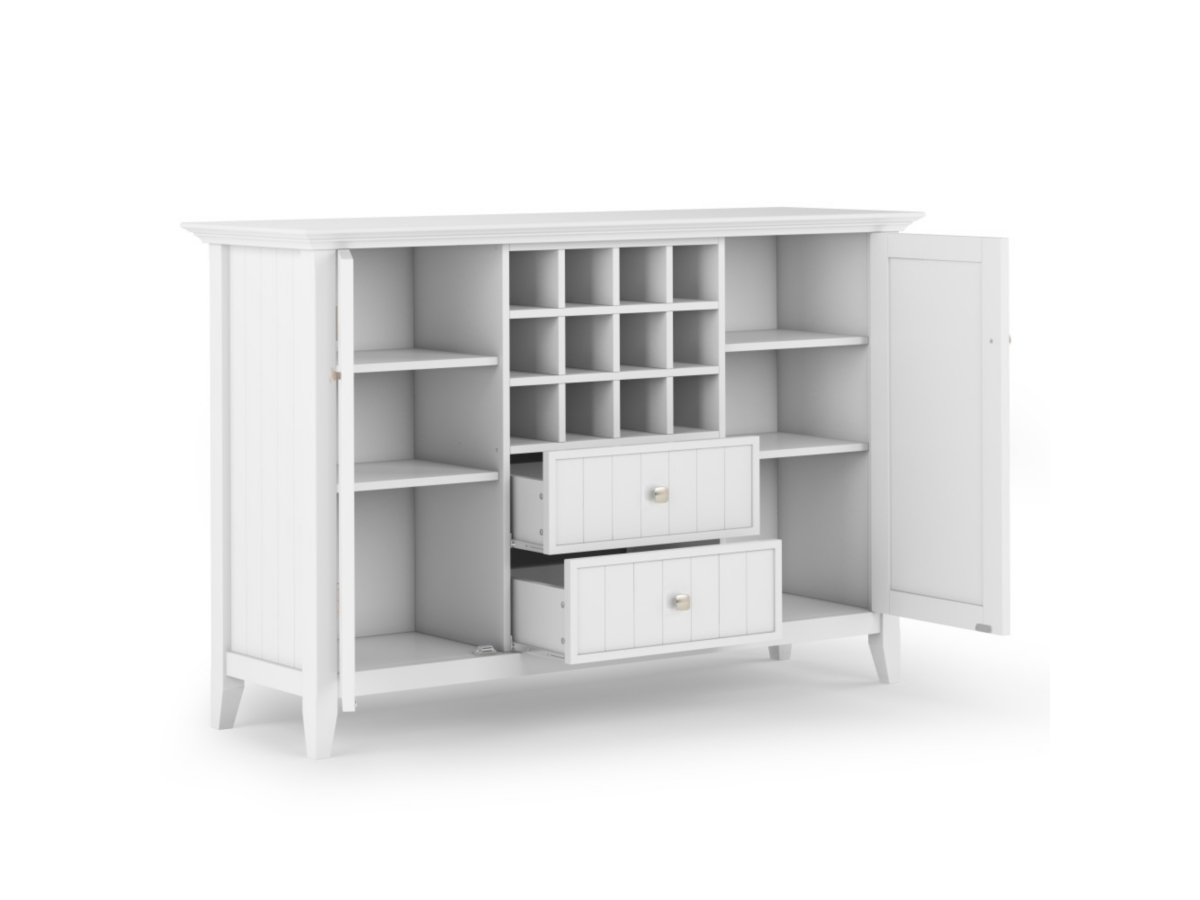 Bedford Solid Wood 54 inch Wide Rustic Sideboard Buffet, White, large