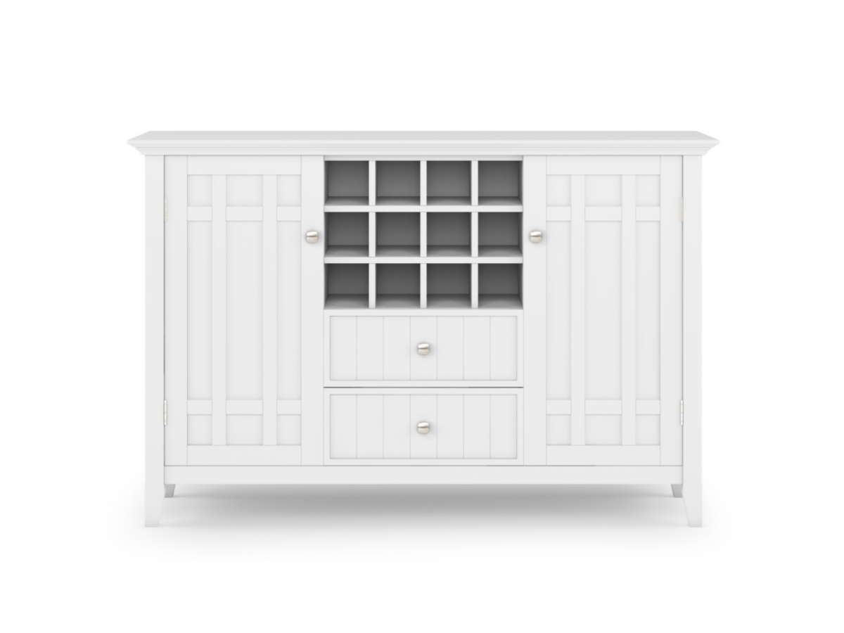 Bedford Solid Wood 54 inch Wide Rustic Sideboard Buffet, White, large