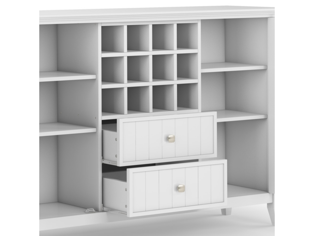 Bedford Solid Wood 54 inch Wide Rustic Sideboard Buffet, White, large