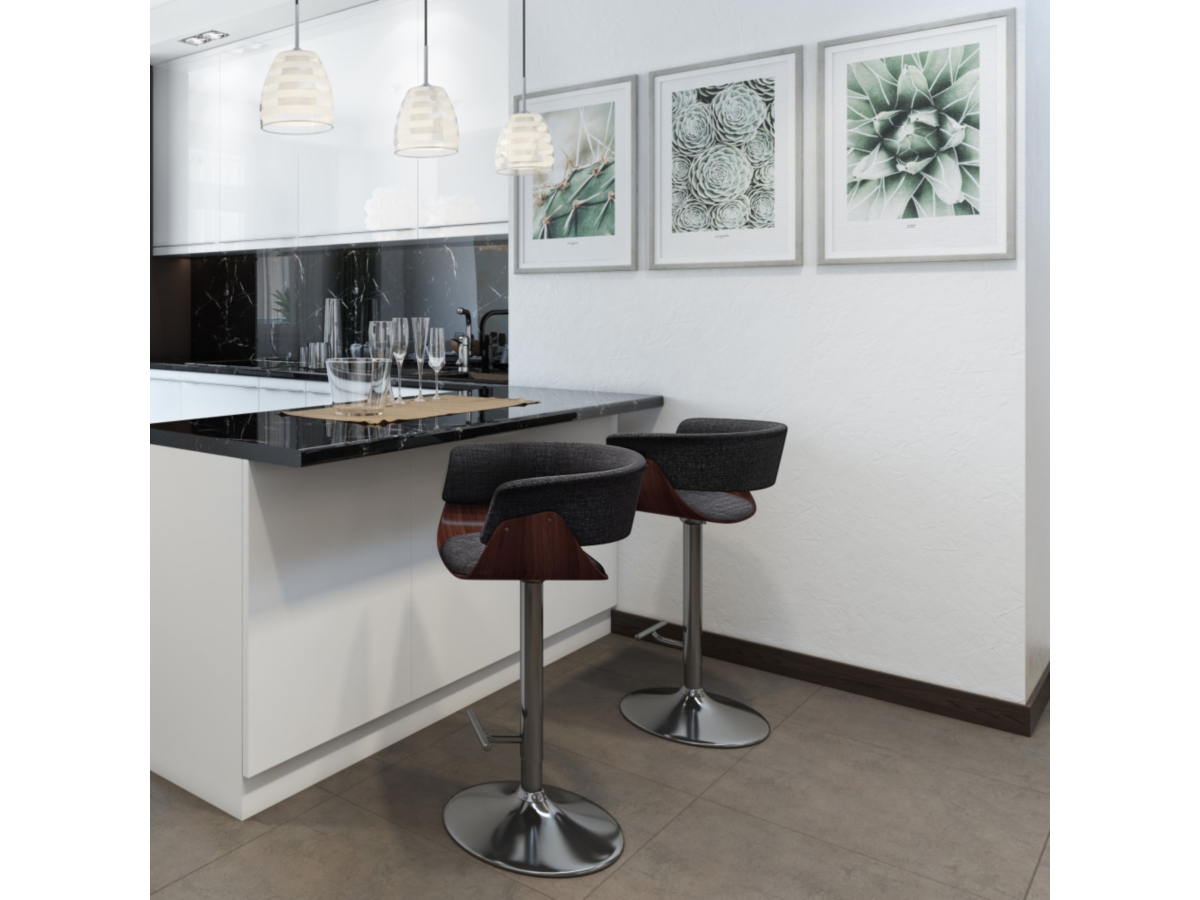 Sheldon Mid Century Modern Adjustable Swivel Bar Stool, , large