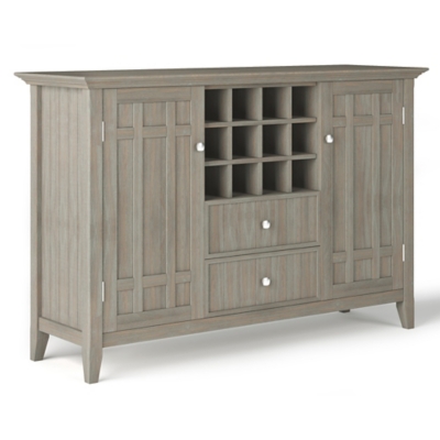 Bedford Solid Wood 54 inch Wide Rustic Sideboard Buffet and Winerack, Distressed Gray, large