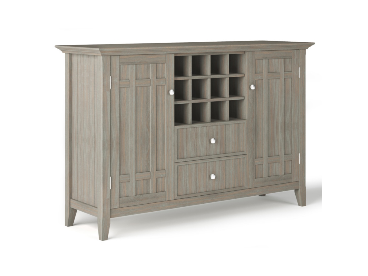 Bedford Solid Wood 54 inch Wide Rustic Sideboard Buffet and Winerack, Distressed Gray, large