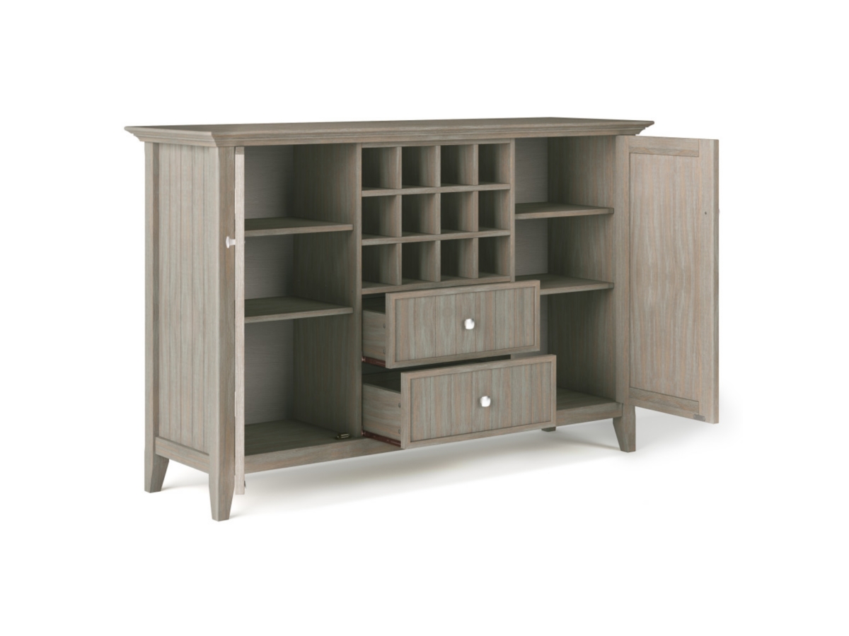 Bedford Solid Wood 54 inch Wide Rustic Sideboard Buffet and Winerack, Distressed Gray, large