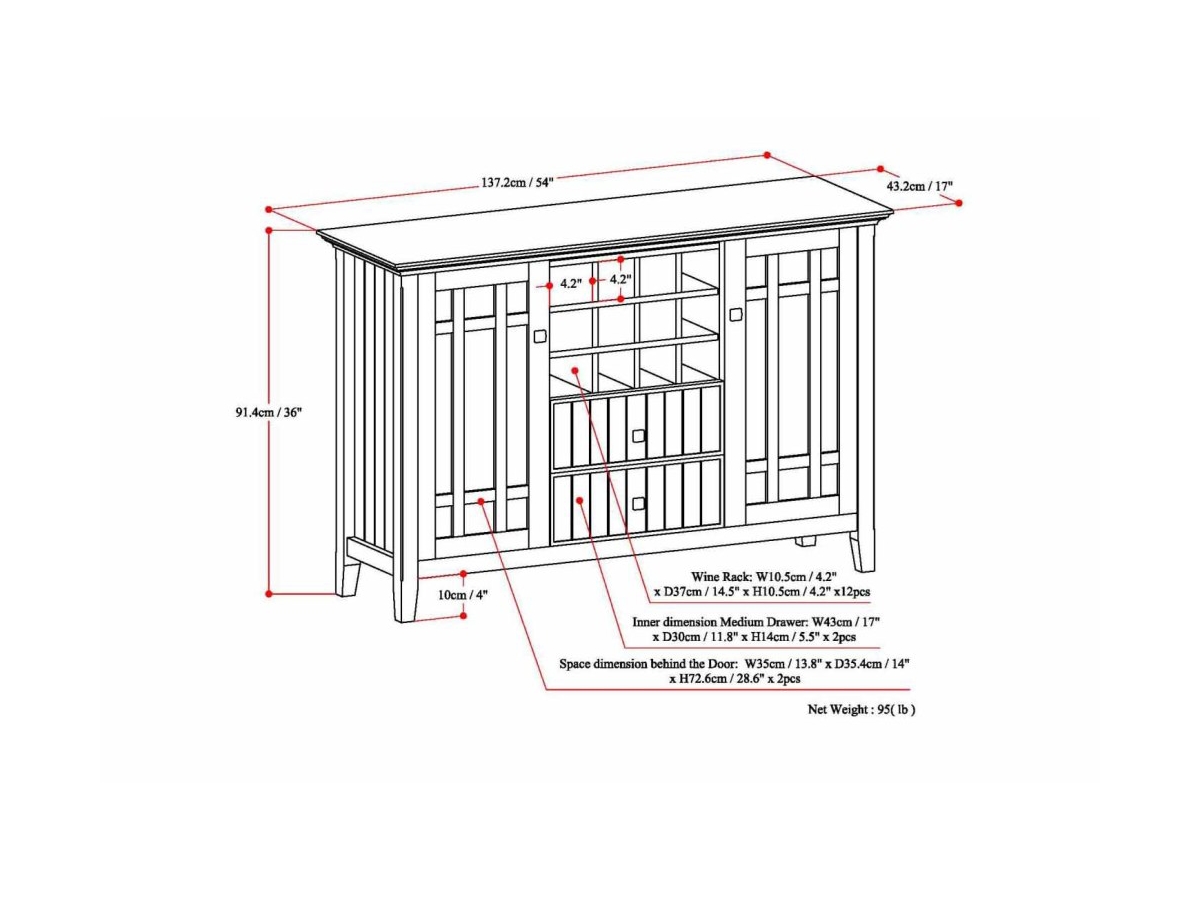 Bedford Solid Wood 54 inch Wide Rustic Sideboard Buffet and Winerack, Distressed Gray, large