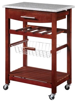 Linon Kitchen Island Granite Top Cart | Ashley Furniture HomeStore - Brown Linon Kitchen Island Granite Top Cart View 1