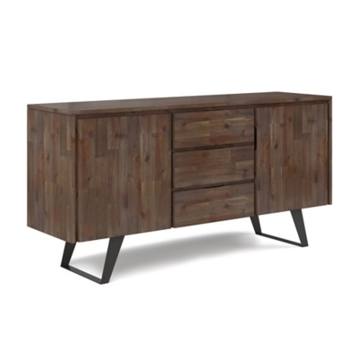 Lowry Solid Acacia Wood and Metal 60 inch Industrial Sideboard Buffet, Brown, large