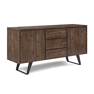 Lowry Solid Acacia Wood and Metal 60 inch Industrial Sideboard Buffet, , large