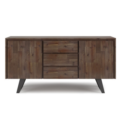 Lowry Solid Acacia Wood and Metal 60 inch Industrial Sideboard Buffet, Brown, large