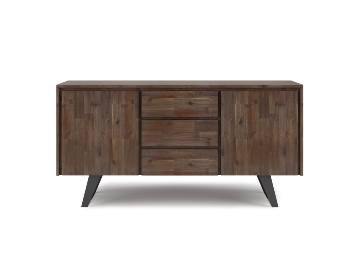 Lowry Solid Acacia Wood and Metal 60 inch Industrial Sideboard Buffet, Brown, large