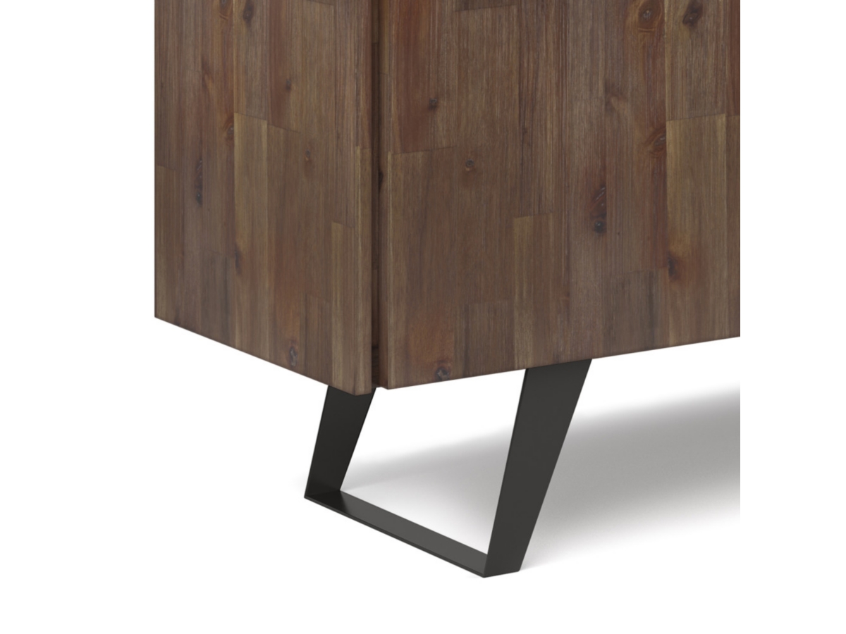 Lowry Solid Acacia Wood and Metal 60 inch Industrial Sideboard Buffet, Brown, large